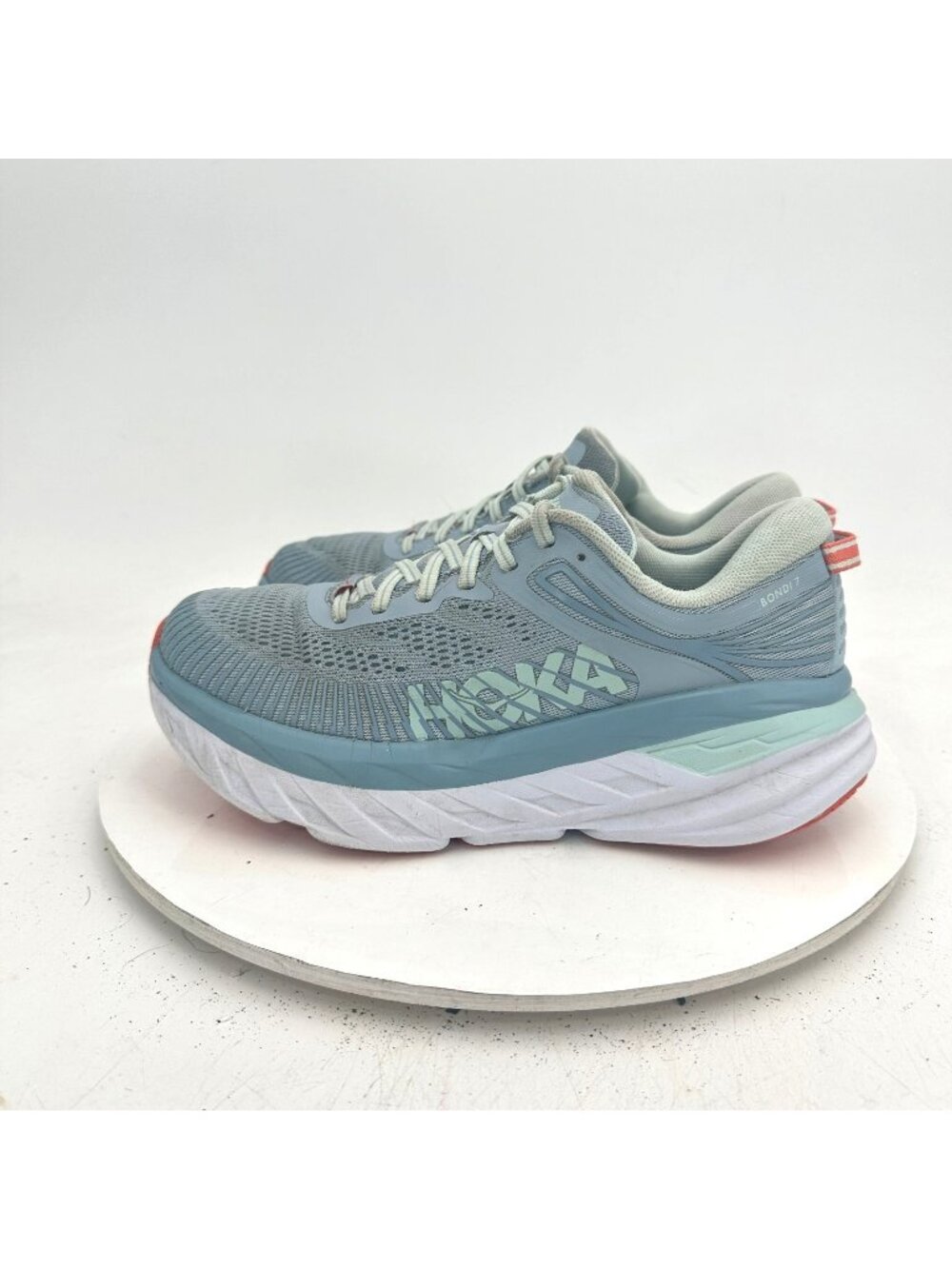 Hoka One One Bondi 7 Women Size 7 1110519-BFBG Blue Fog Glass Running Shoes